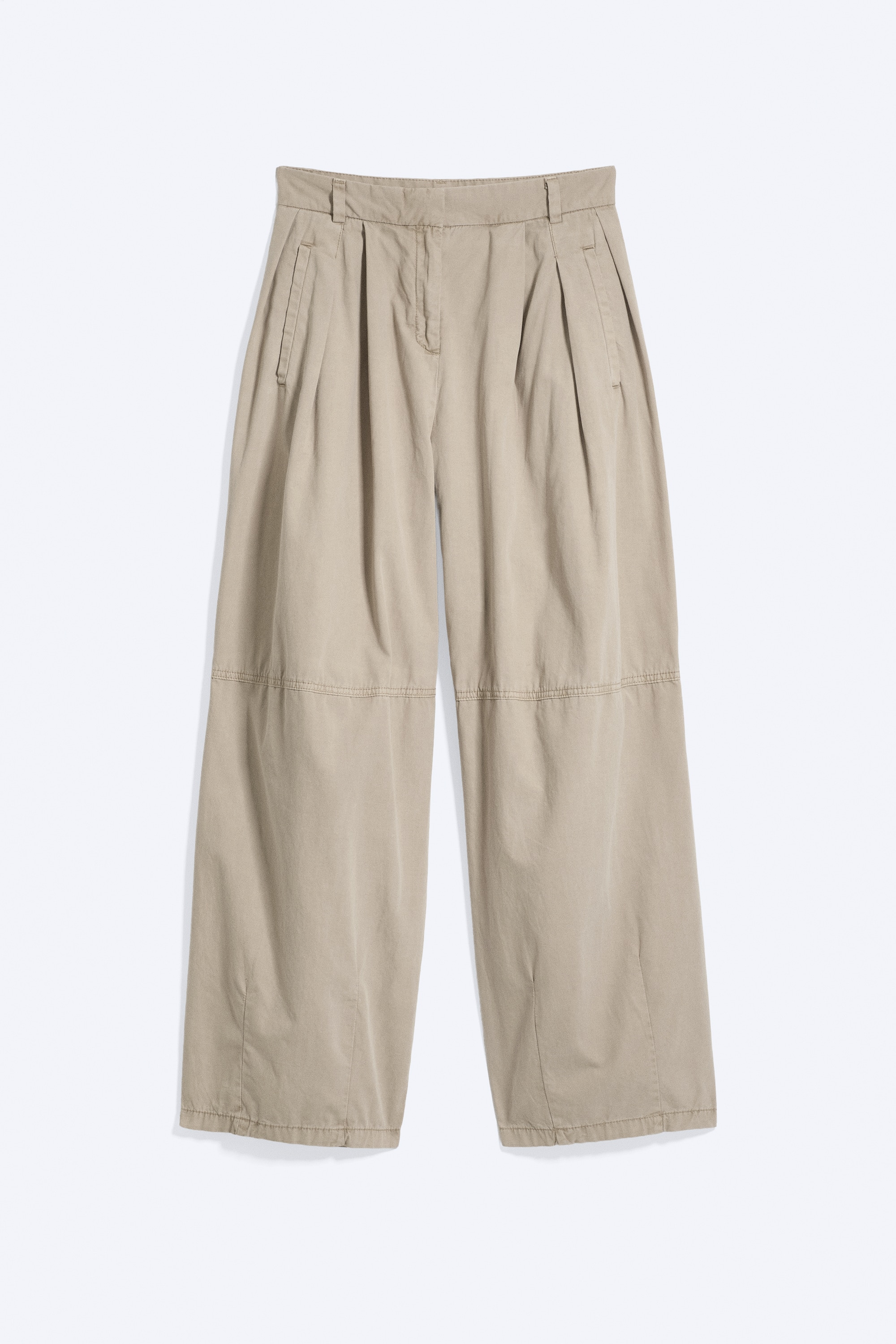 Pantaloni barrel plissettati a vita bassa - Beige/Grigio scuro