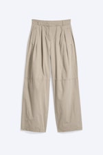 Beige - Low-Rise Pleated Barrel Trousers - 0