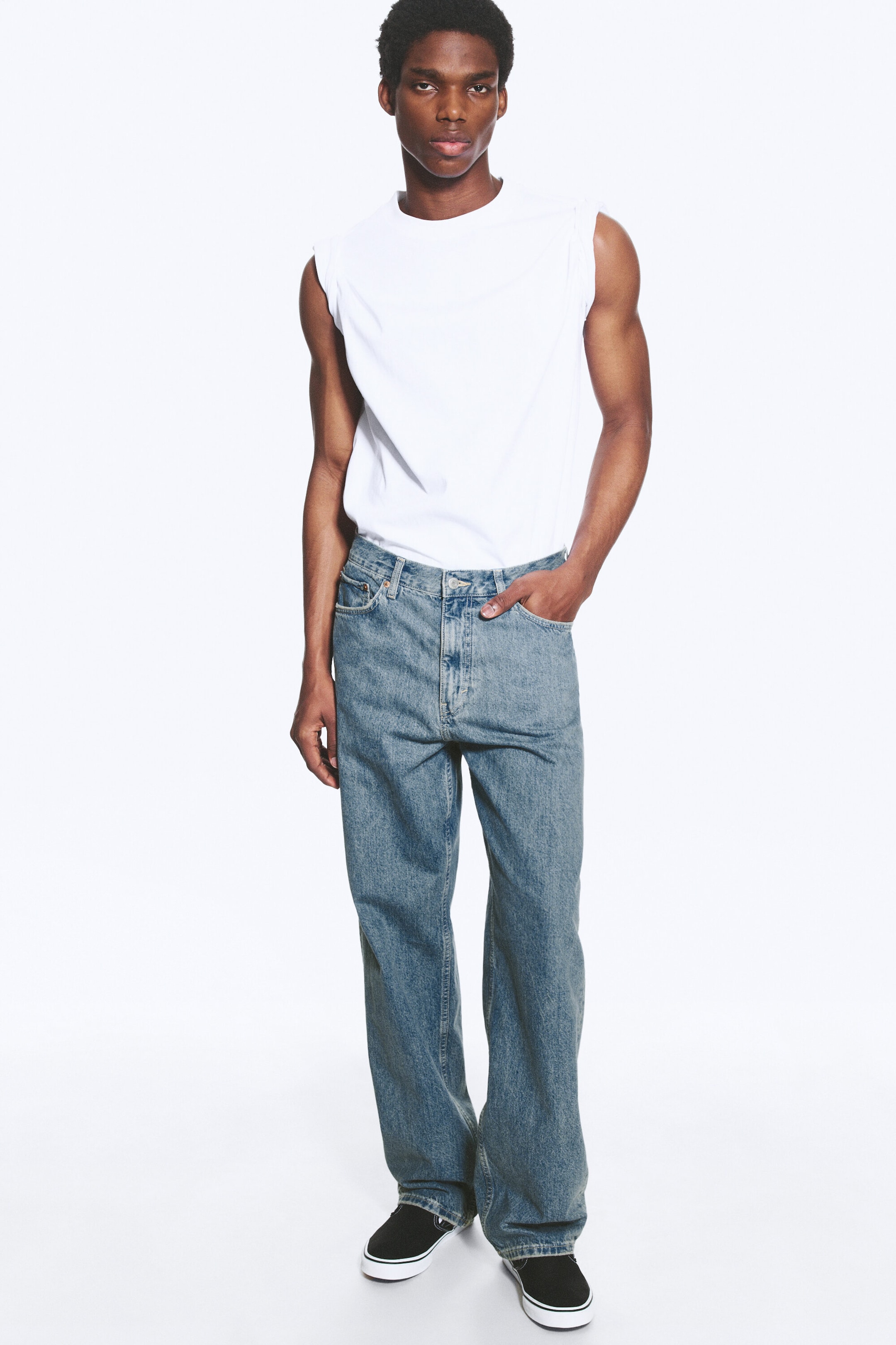 2000 Blue - Bleu moyen - Jean droit ample taille mi-haute Galaxy unisexe - 2