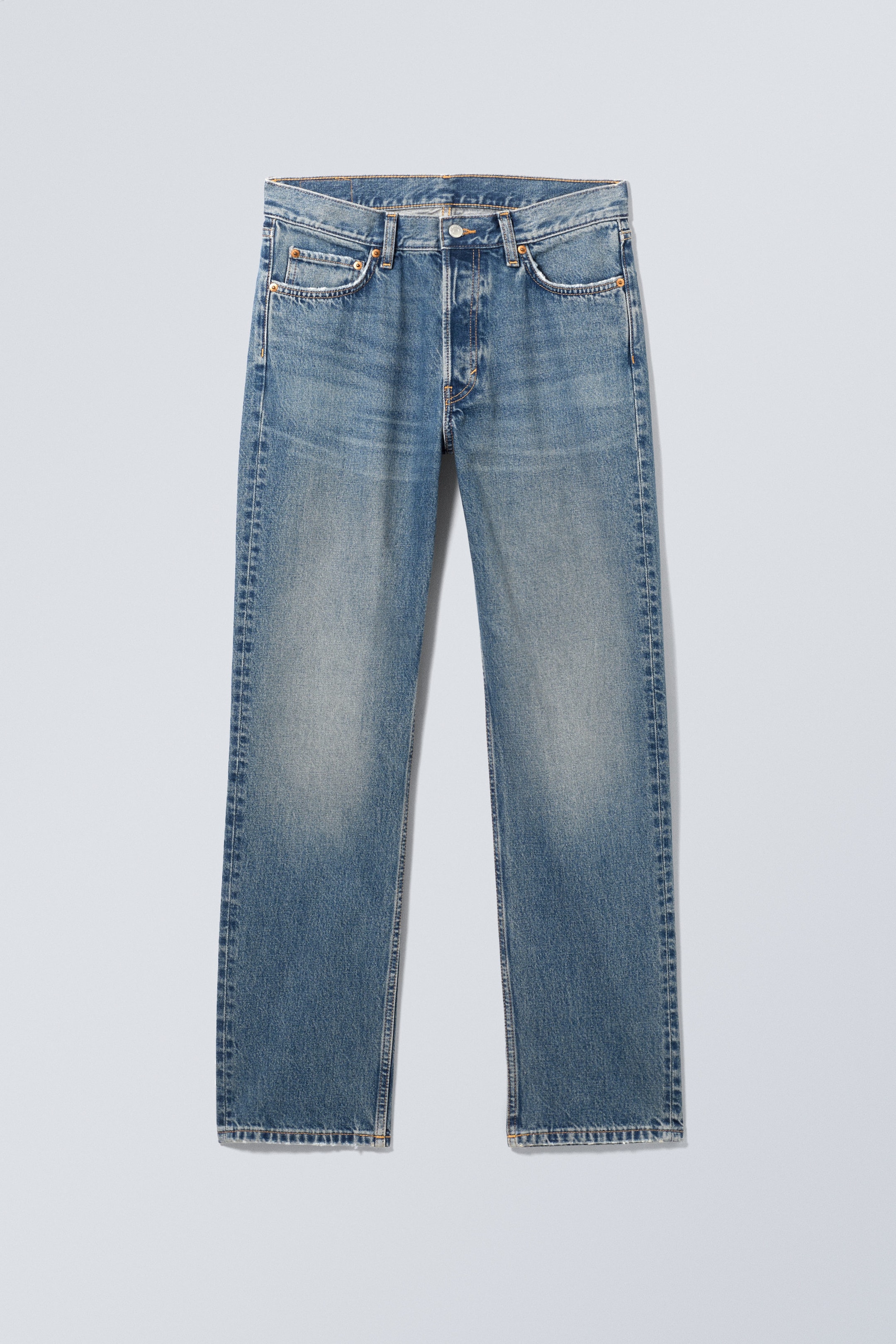 Iron Blue - Mittelblau - Klean Mid Waist Regular Straight Jeans - 0
