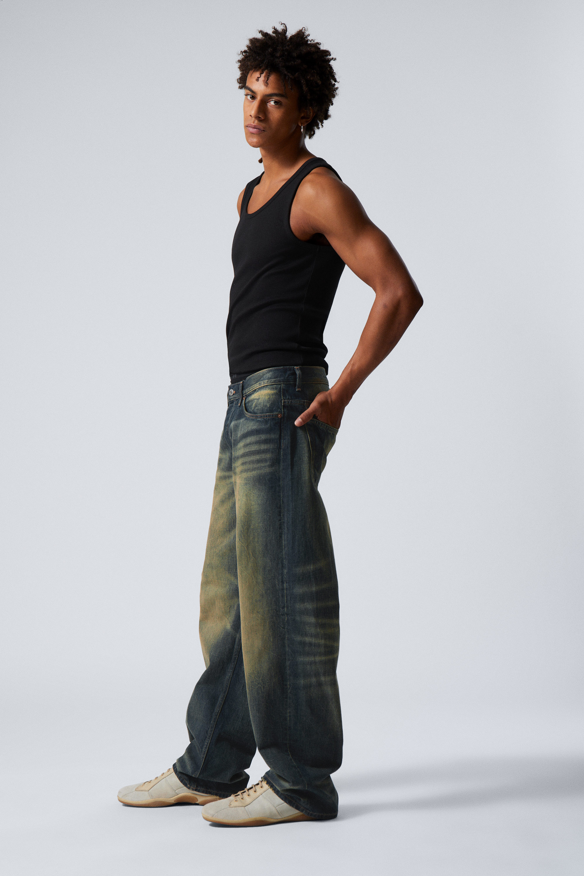 Carson Blue - Mittelblau - Sphere Low Waist Loose Straight Leg Jeans - 2