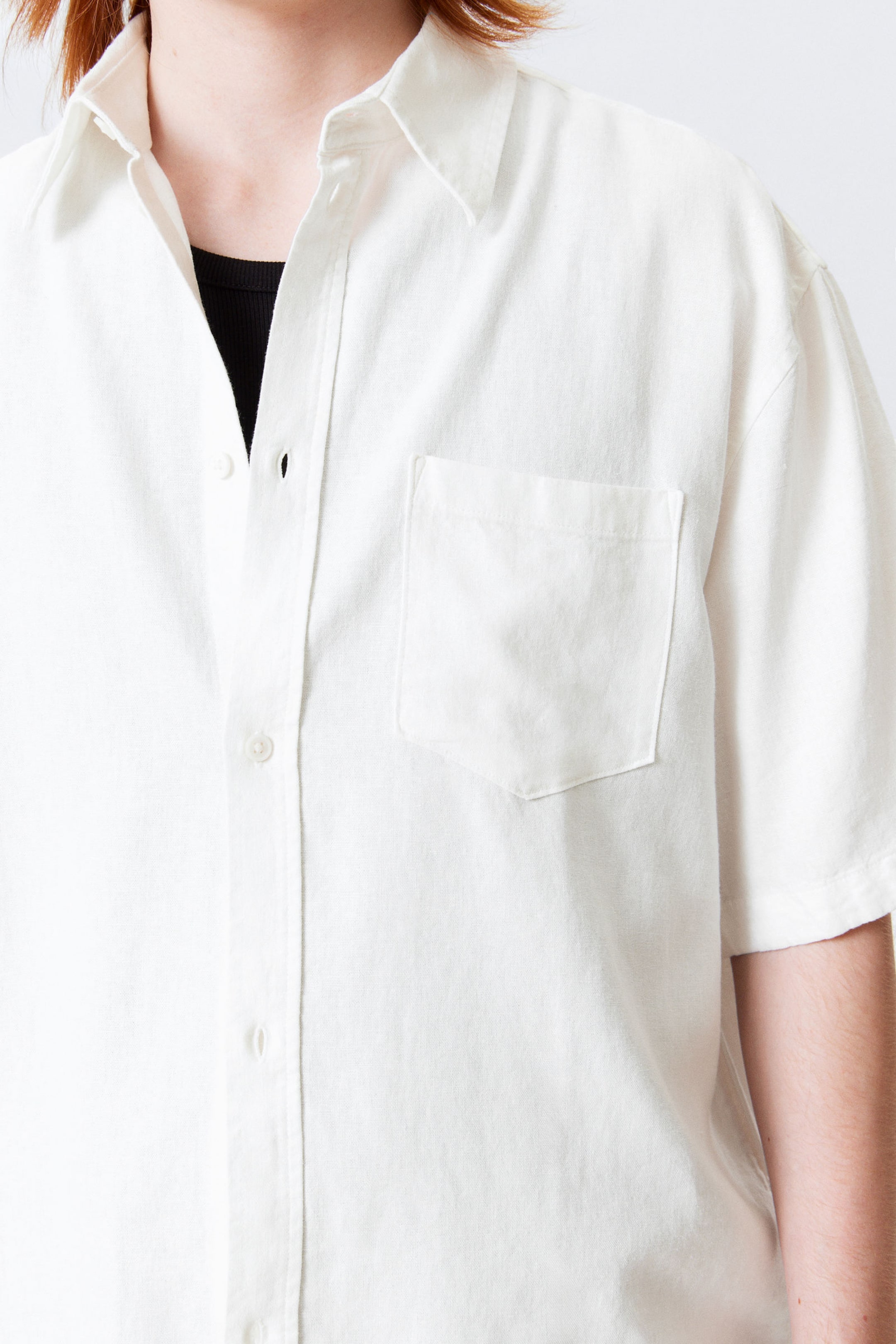 #F4F3E9 - Relaxed Short-Sleeved Linen-Blend Shirt - 2
