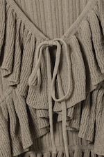 Dusty Khaki Green - YULIA B FRILLED KNITTED V-NECK CARDIGAN - 5