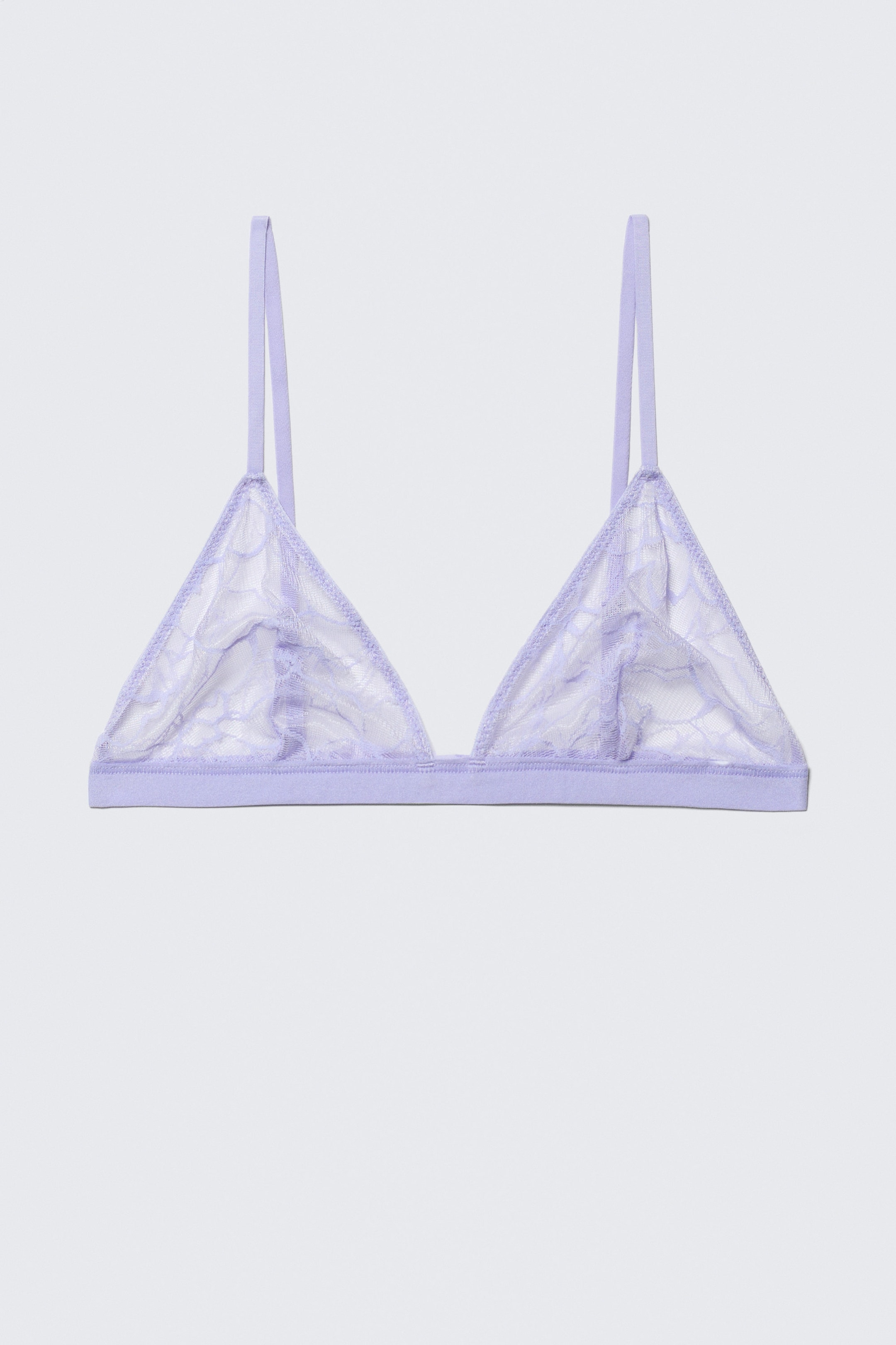 Light Lilac - Swirly Lace Triangle Bra - 1