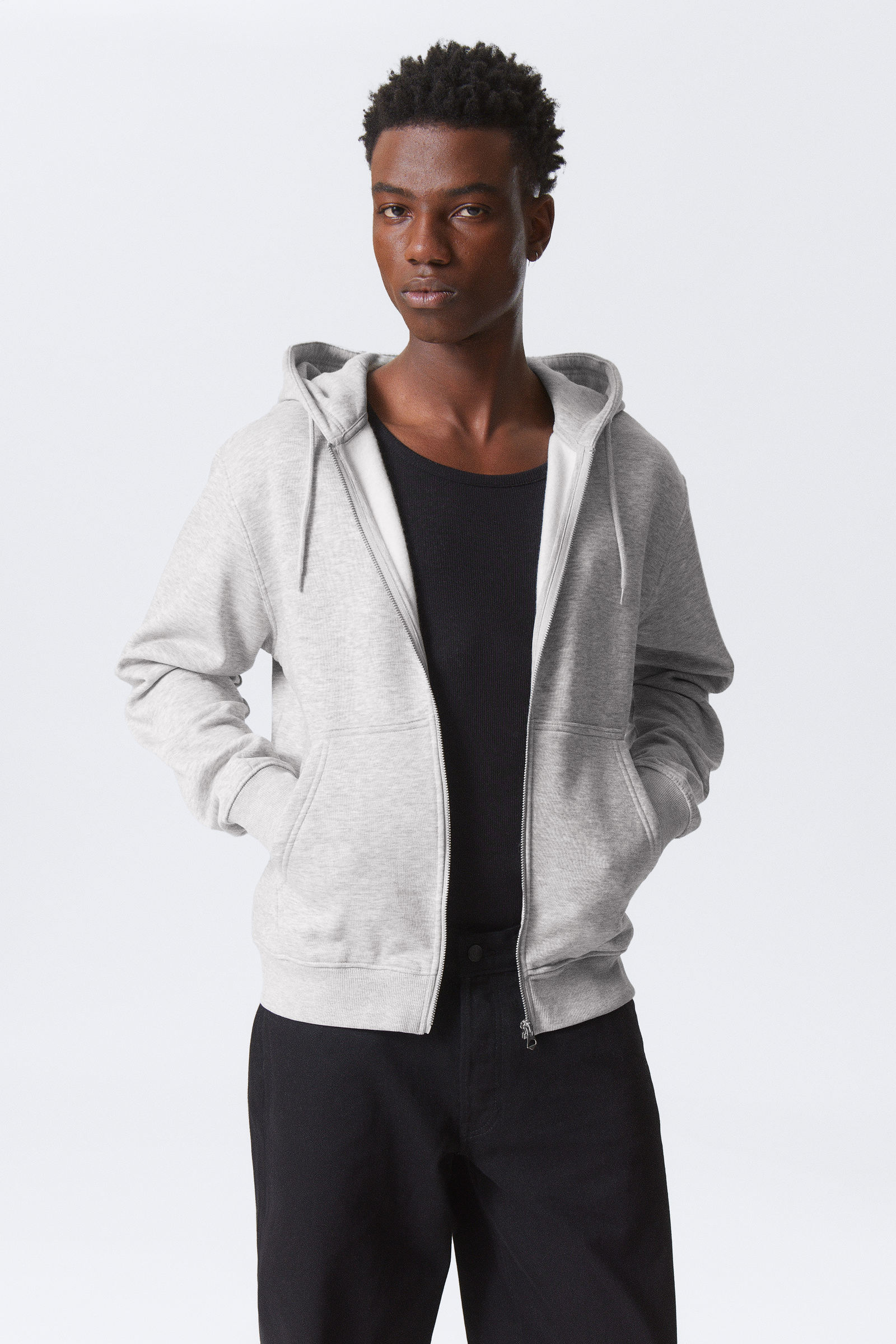 boxy midweight zip hoodie - Light Dusty Grey | Weekday WW