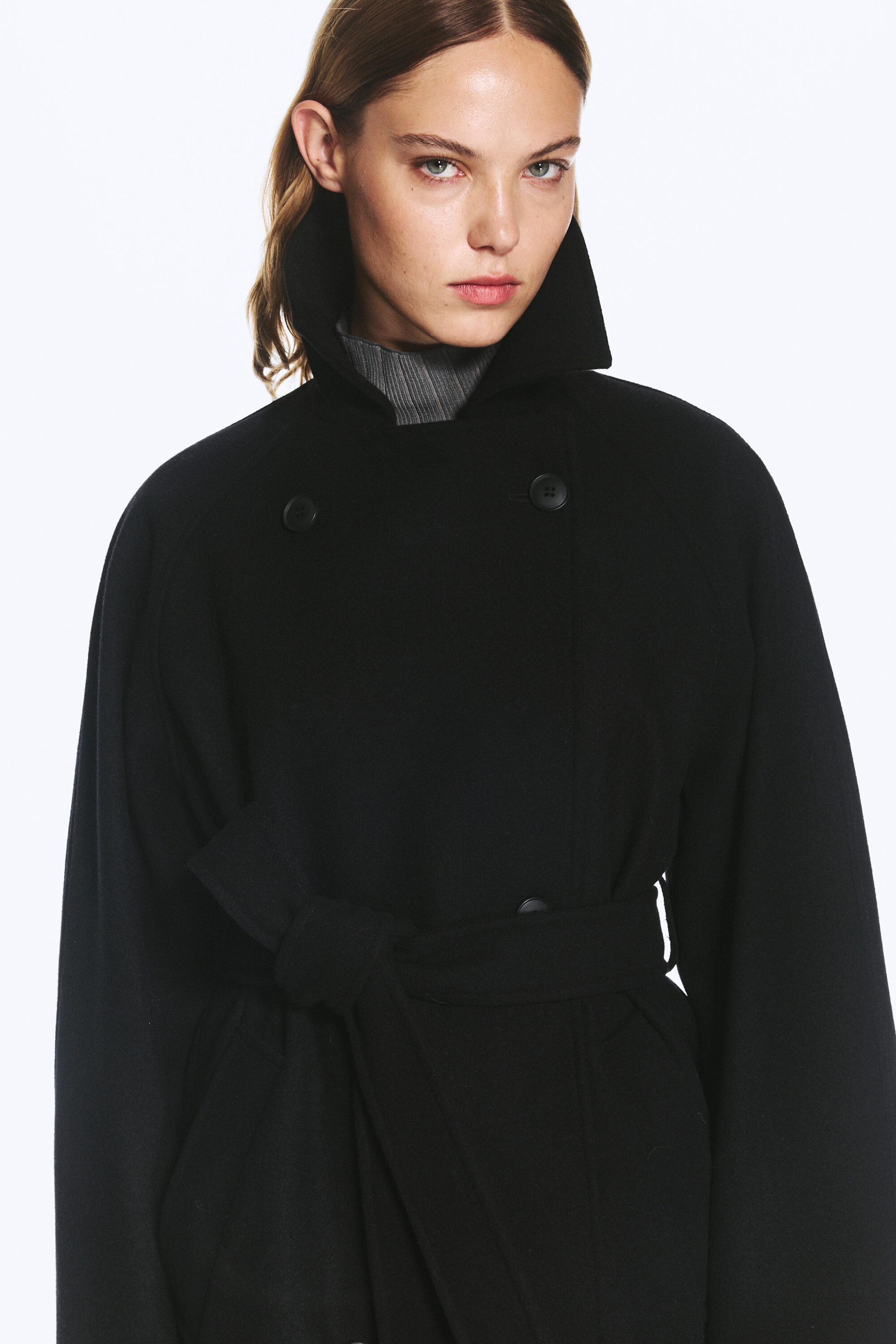 Schwarz - Kia Zweireihiger Oversize-Mantel aus Wollmischung - 2