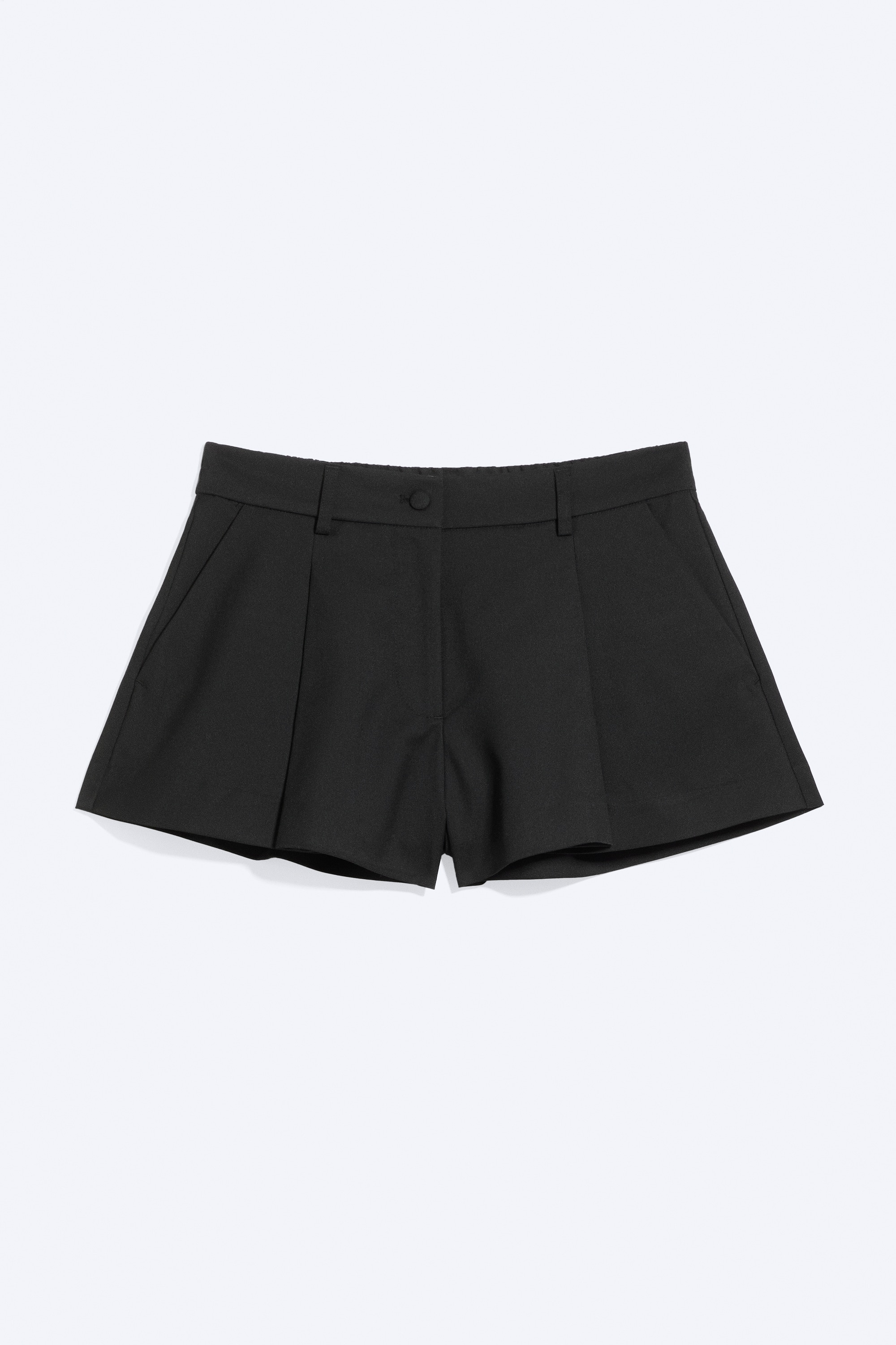 Lediga Mini Kostymshorts Med Veck - Svart/Pinstripe Beige