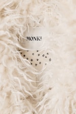 Dusty White - Black Dots - Cropped Faux Fur Trim Jacket - 4