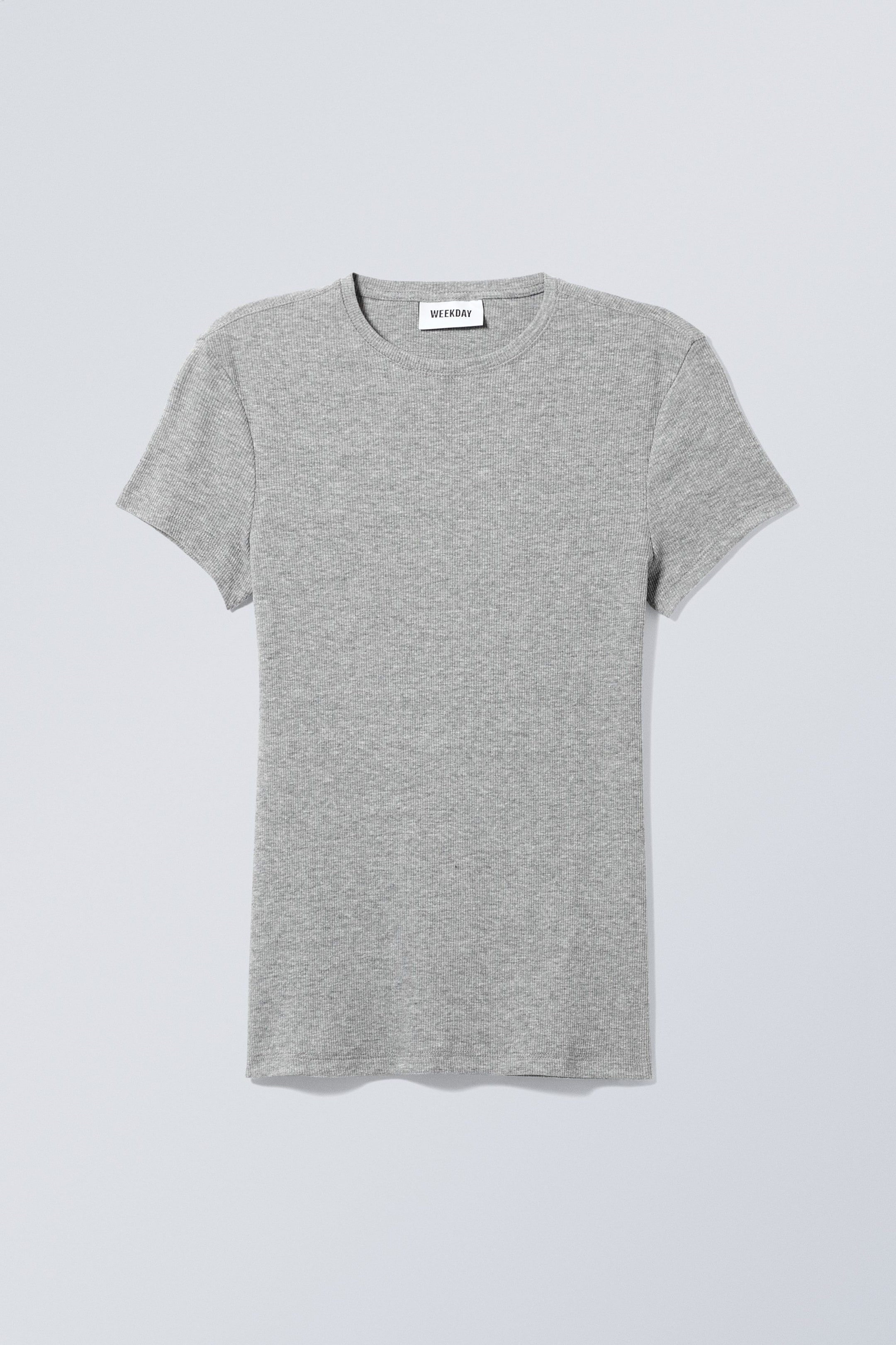 View larger image: Close Fitted Rib T-Shirt - Grey Melange - Ladies | H&M GB 1