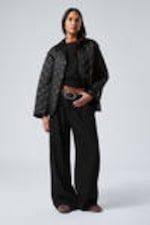 Schwarz - Gesteppte Oversize-Innenjacke - 0