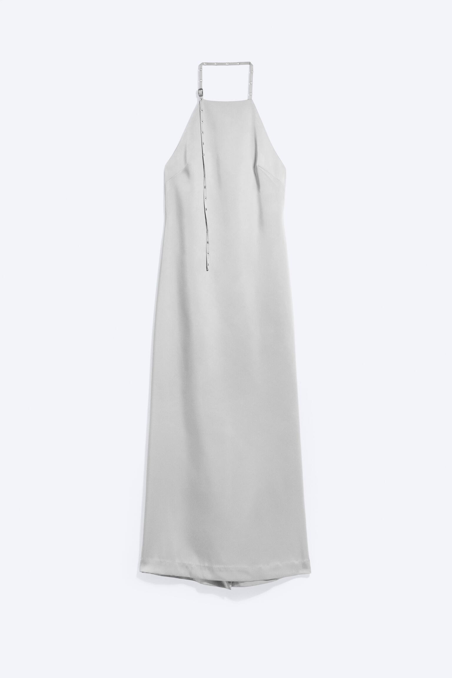 Vestido evasé com alças - Cinzento claro sujo - 1