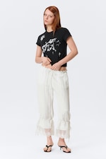 Weiß - ROSABEL - LOCKERE LOW-WAIST-BLOOMERS MIT SPITZE - 0