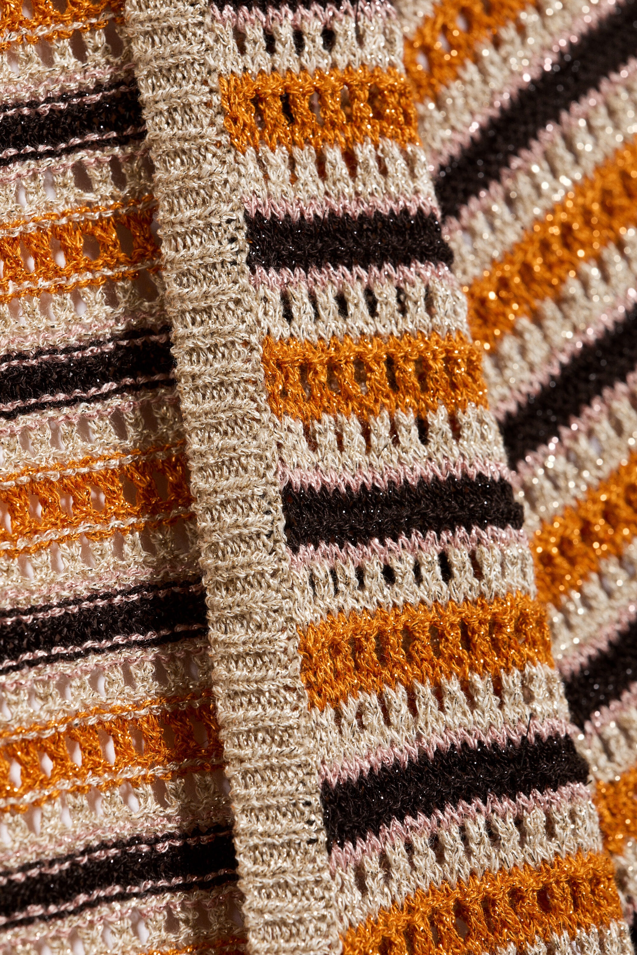 Randig orange - Stickad Open-back-klänning - 6
