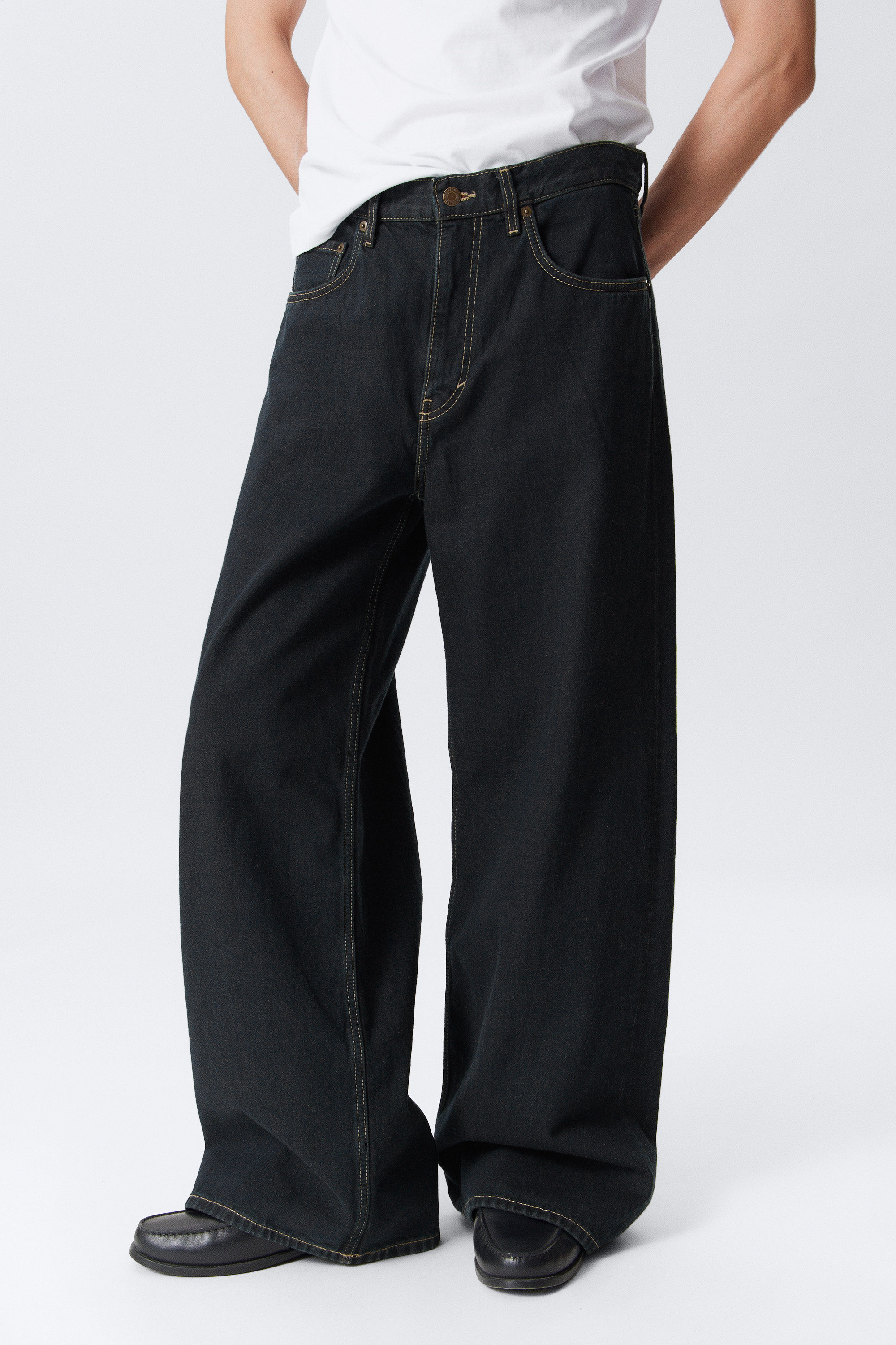 Emerald Rinse - Dark Blue - Solar Loose Wide Leg Unisex Jeans - 2