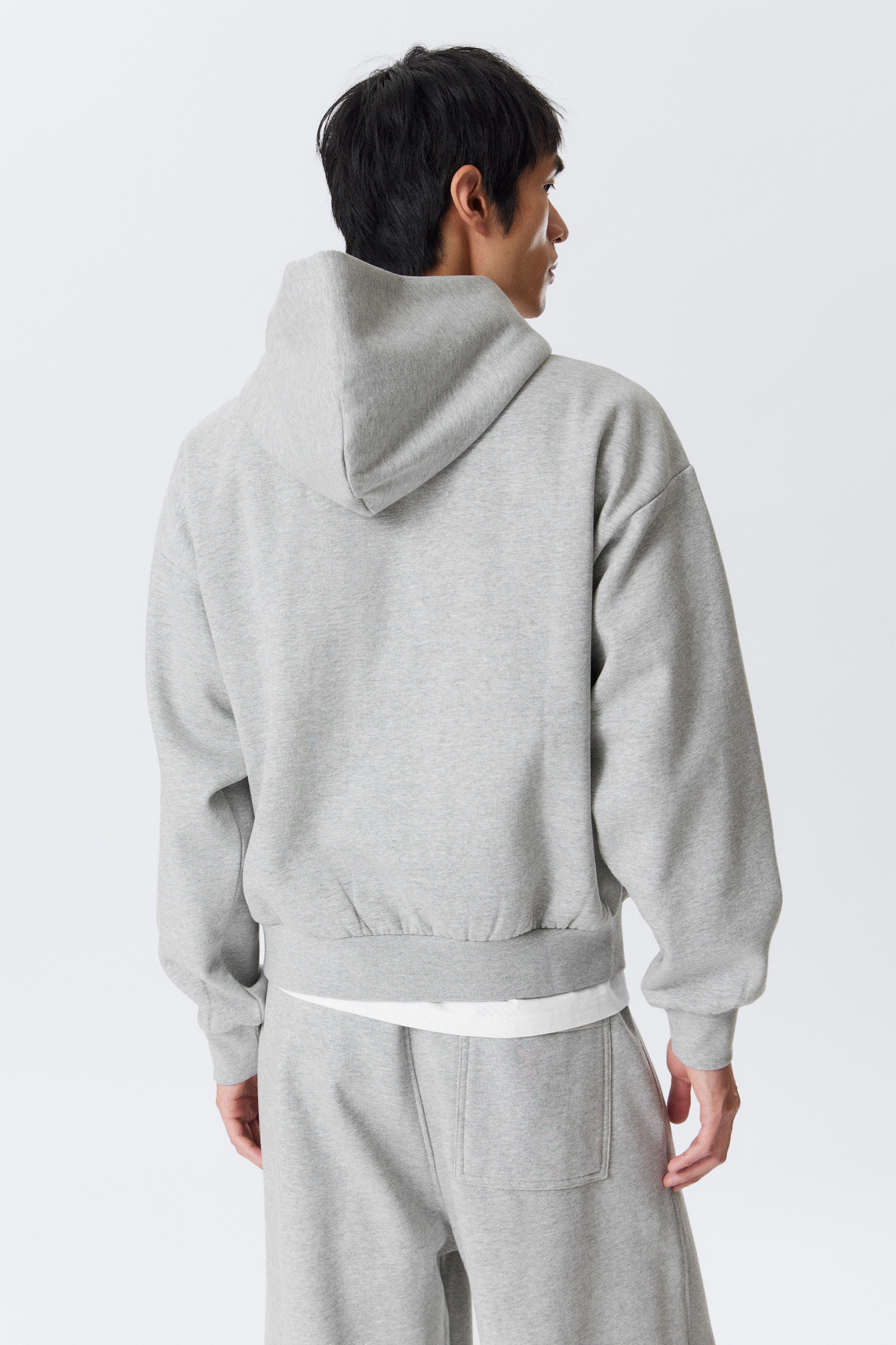 Loose Fit Zip Hoodie - Grey Melange/Dark Brown/Black - 7