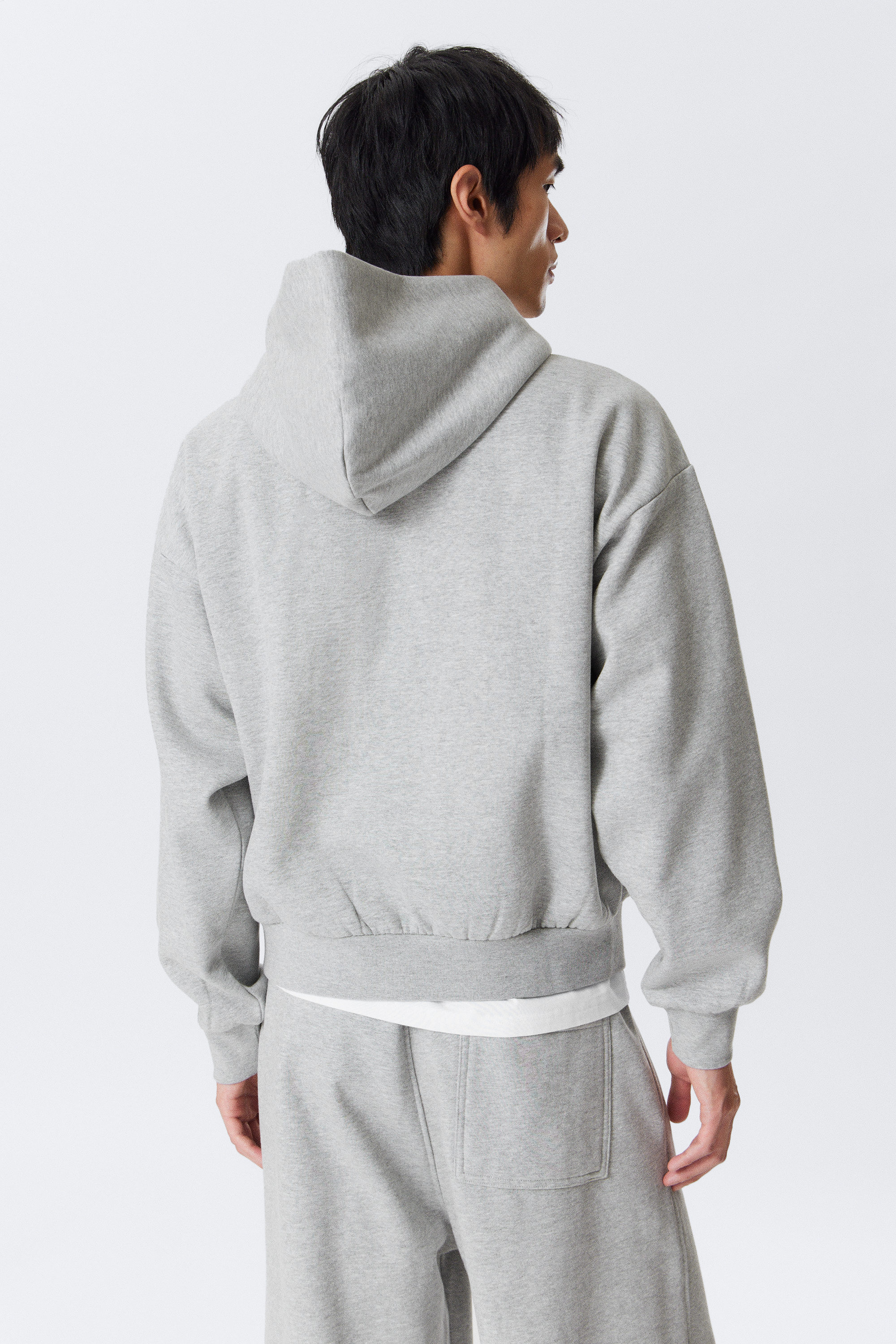 Grey Melange - Loose Fit Zip Hoodie - 2