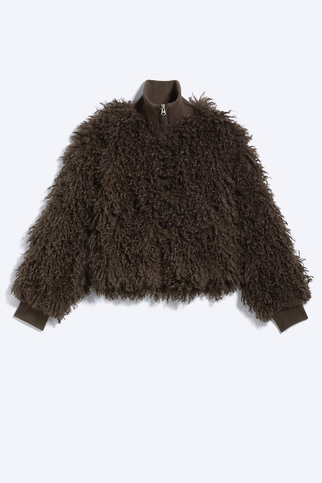 Veste en fausse fourrure - Taupe foncé/Beige Clair Poudré - 1