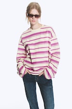 Gestreift Weiß/Pink - Longsleeve-Shirt aus Baumwolle - 1