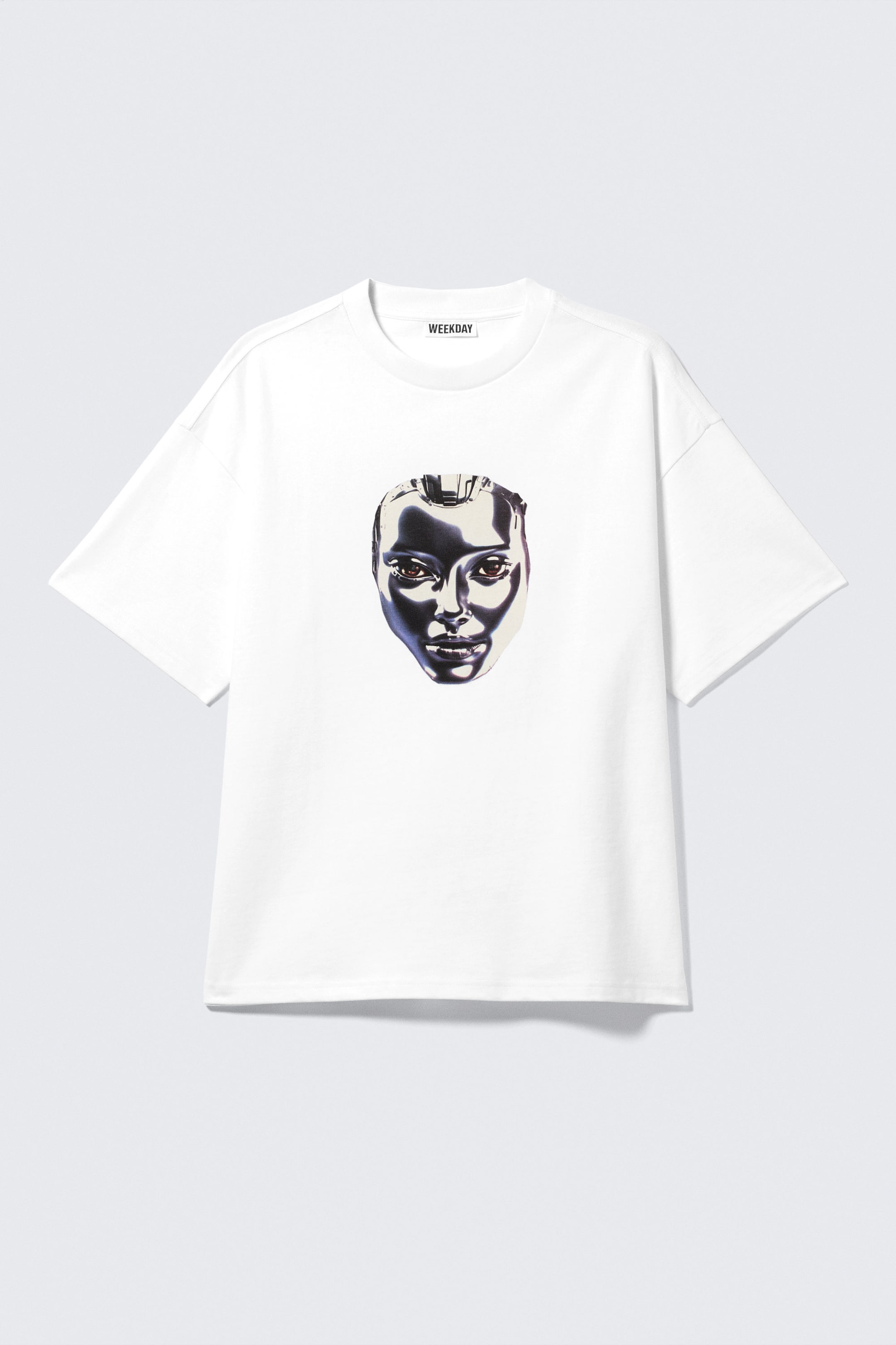 Vit - Robo Silver Face - Boxig t-shirt med tryck - 3
