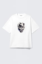 Vit - Robo Silver Face - Boxig t-shirt med tryck - 3