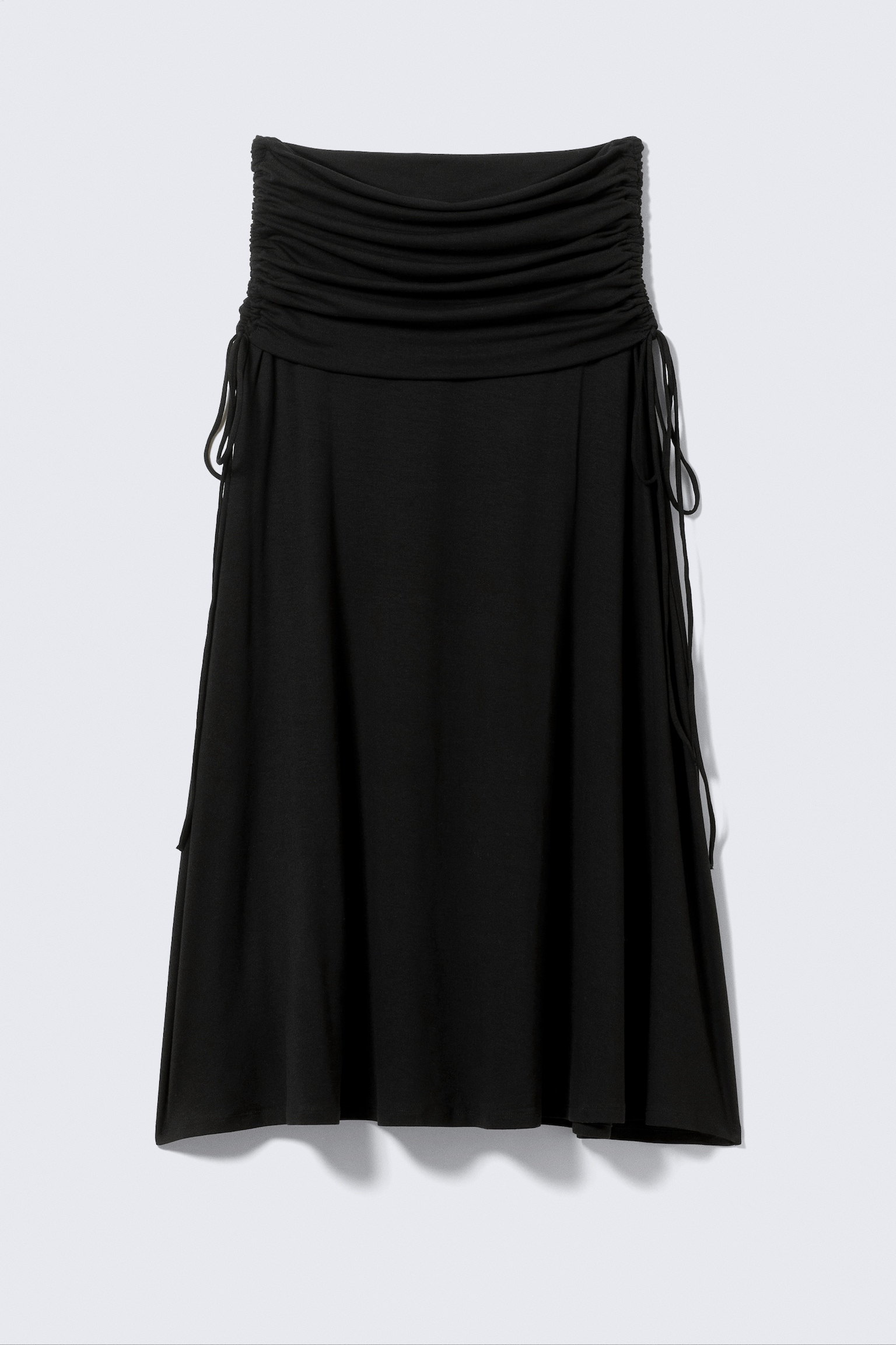 Draped Drawstring Maxi Skirt - Black/Grey Melange - 2