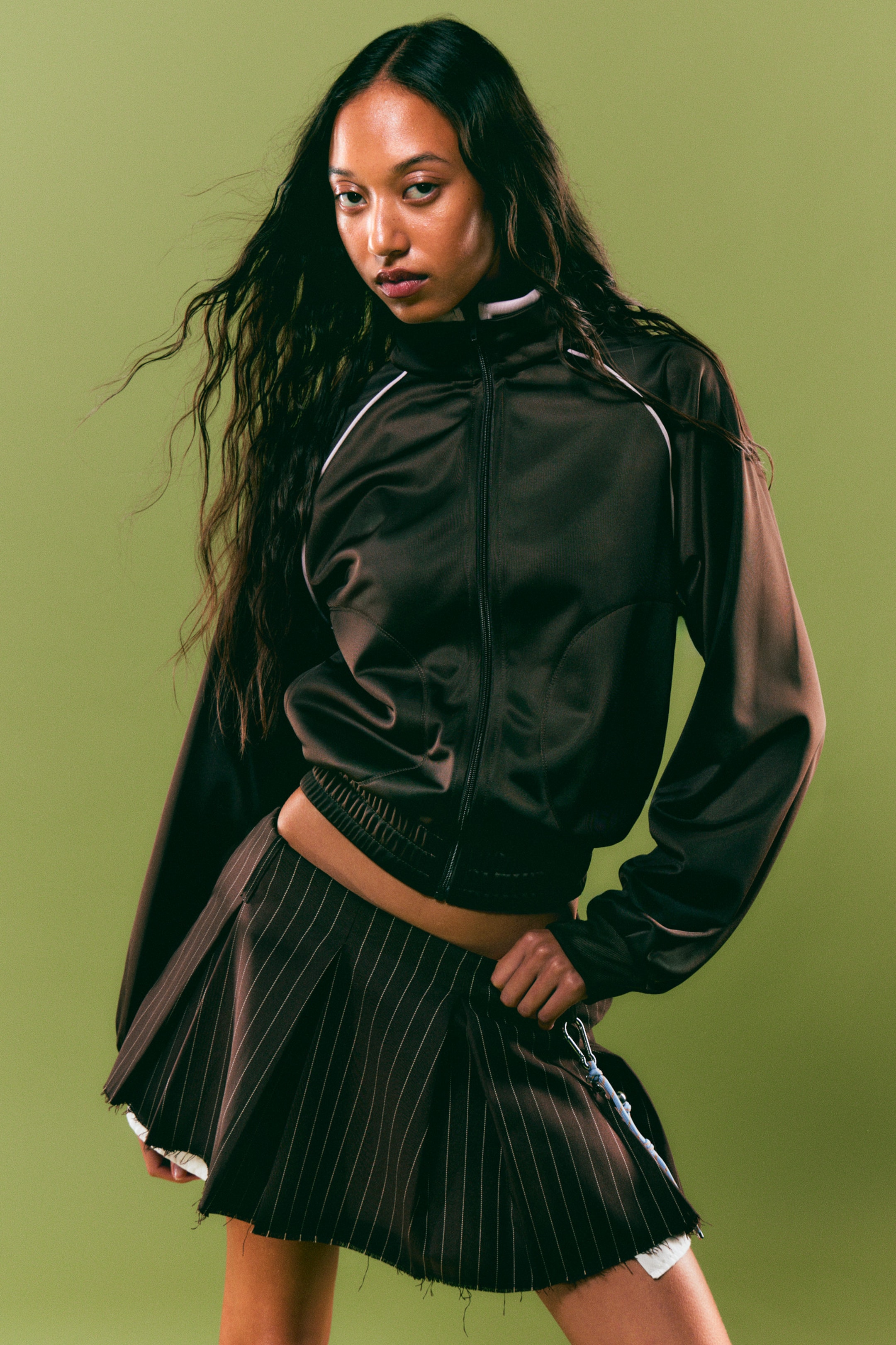 Dunkelbraun - Kontrast-Trainingsjacke - 1