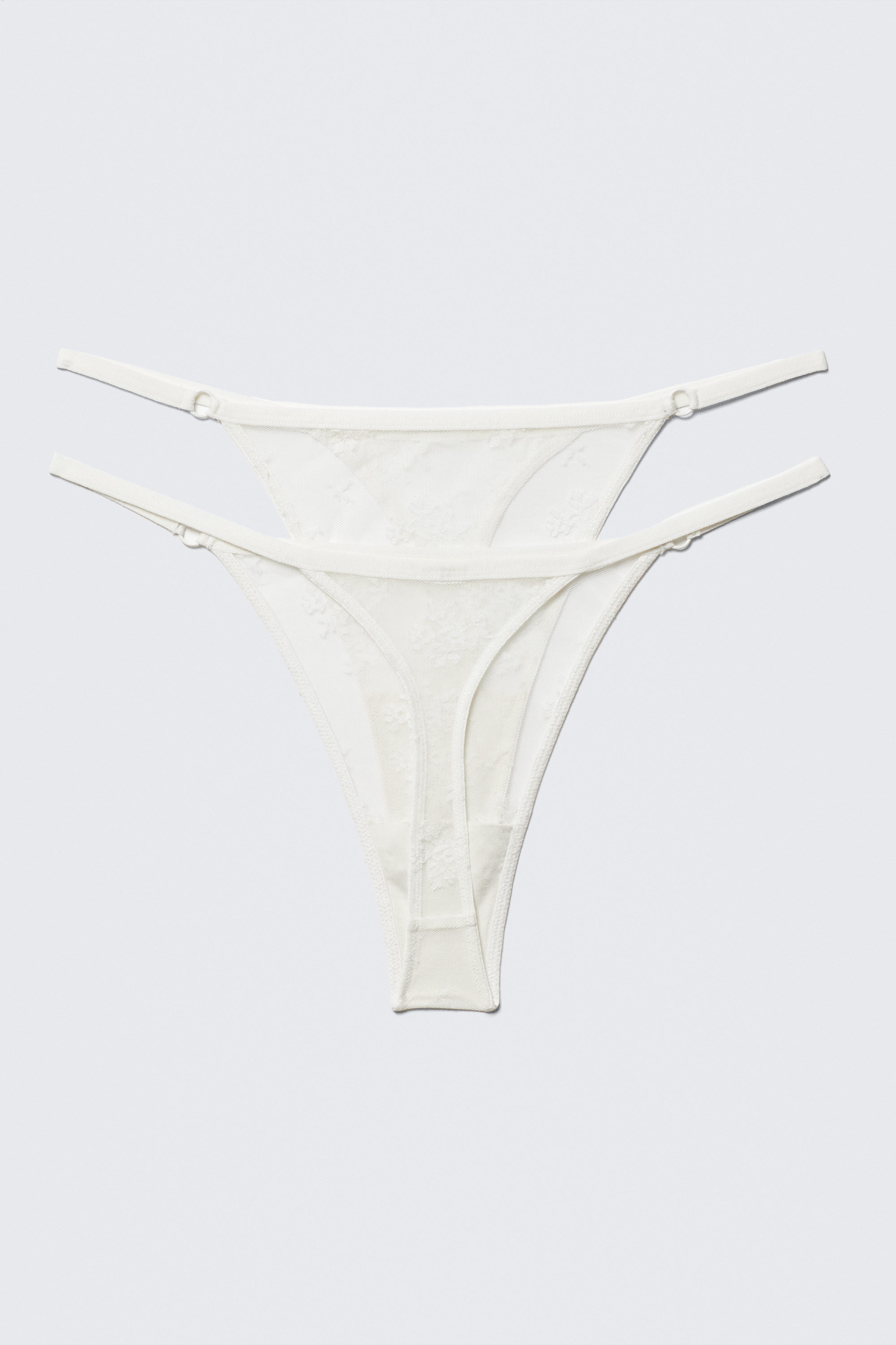 White - 2-pack Sheer Lace Tanga Thongs - 2
