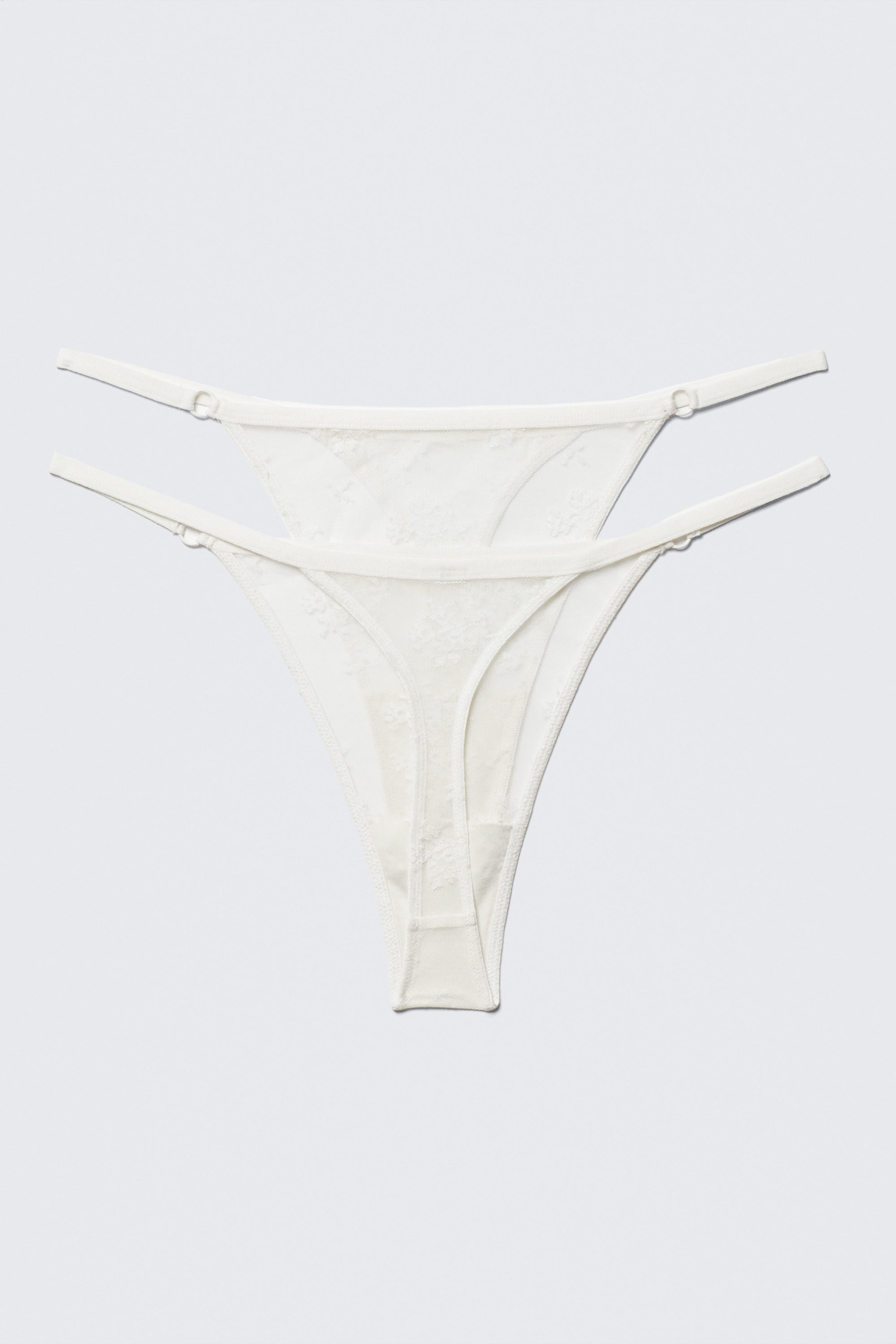 White - 2-pack Sheer Lace Tanga Thongs - 2
