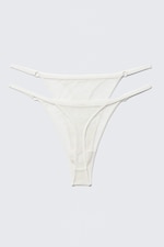 White - 2-pack Sheer Lace Tanga Thongs - 1