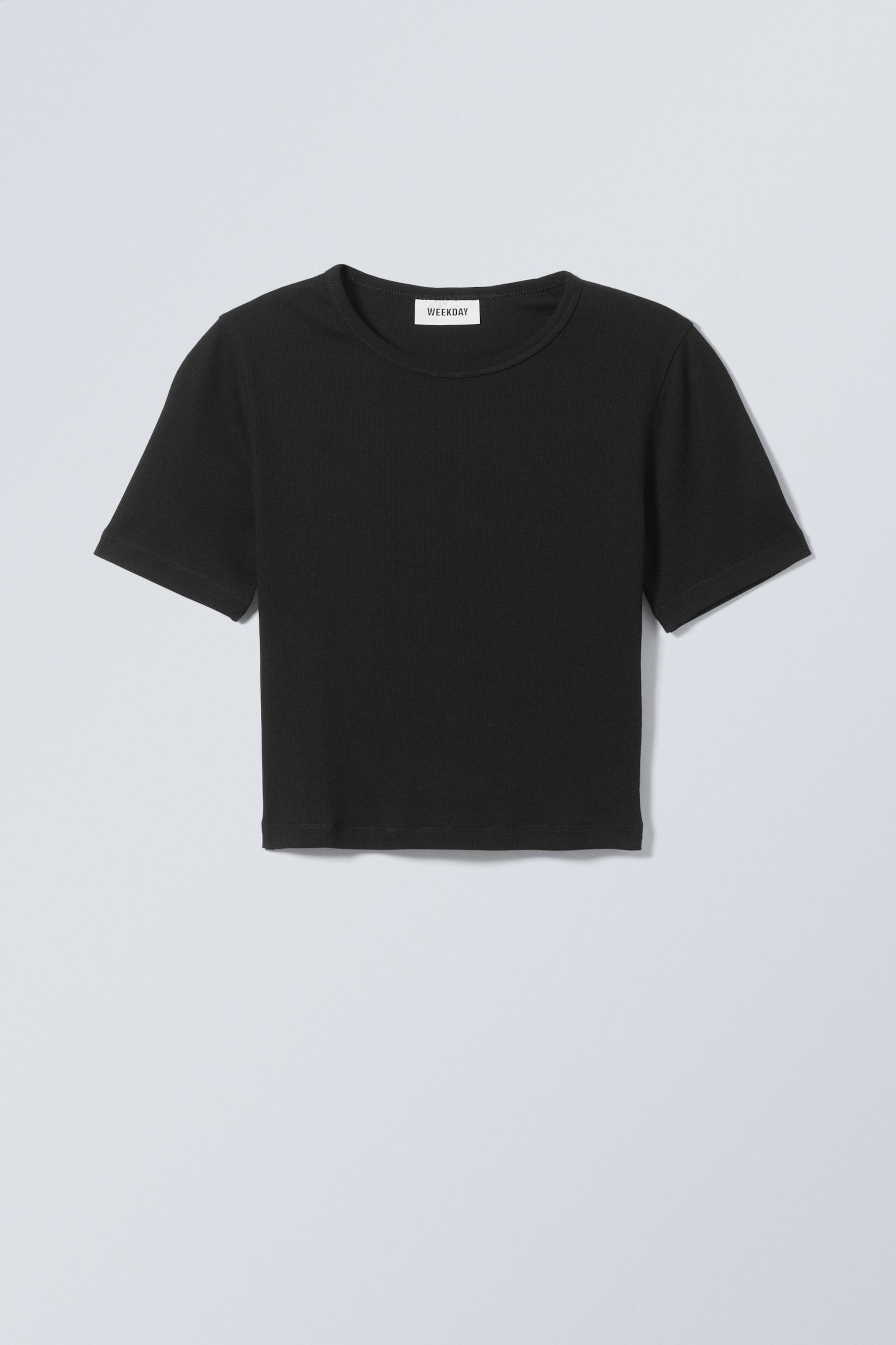 Black - Mini Rib Crop Top - 0