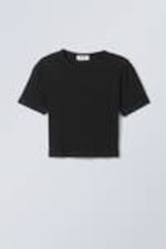 Black - Mini Rib Crop Top - 0
