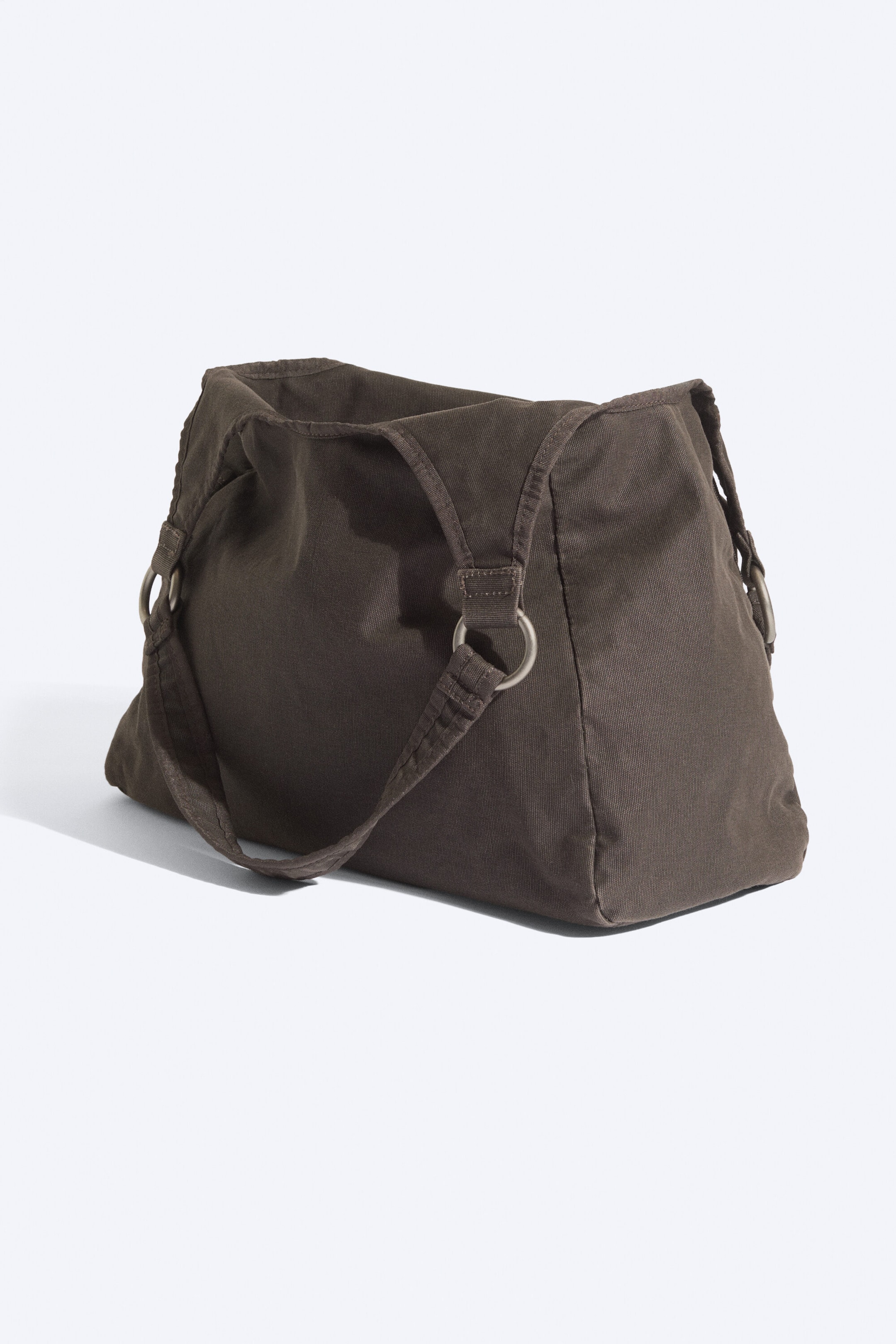 Washed Dark Brown - Large Canvas Handbag - 2