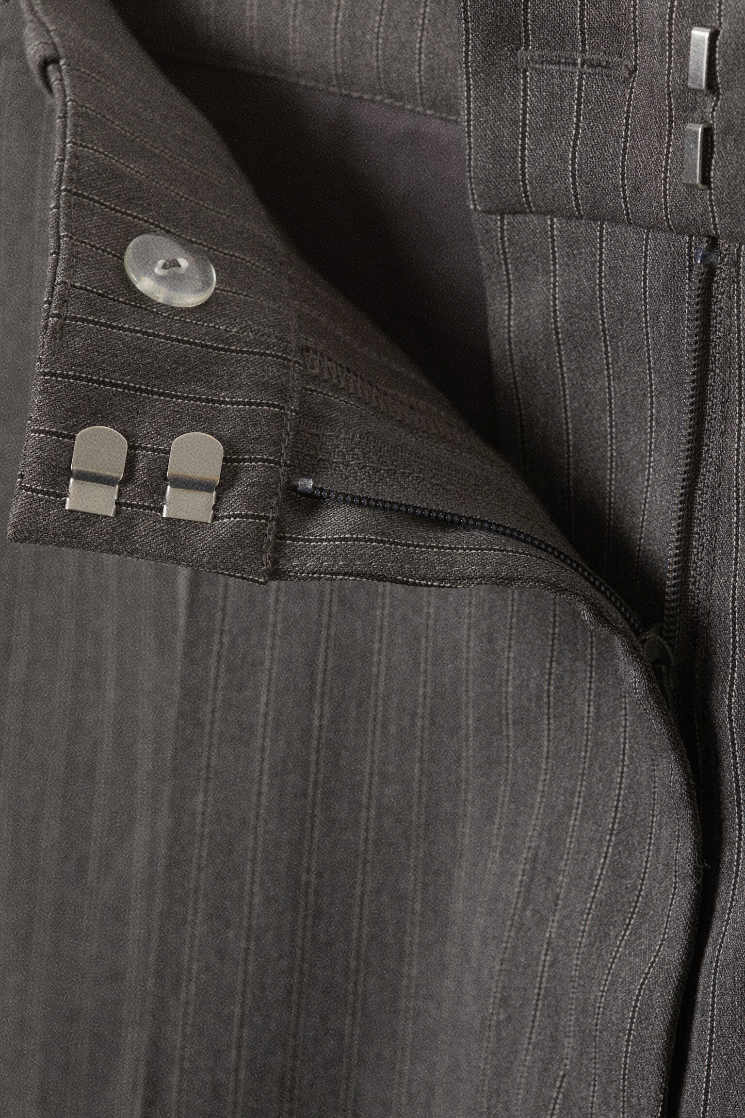 Low Waist Wide Suiting Trousers - Striped Dark Grey/Dark Khaki Green/Black - 8