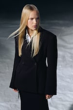Black - Fitted Double-Breasted Blazer - 0