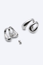 Dusty Light Grey - Ohrring mit skulpturaler Wellenform - 1