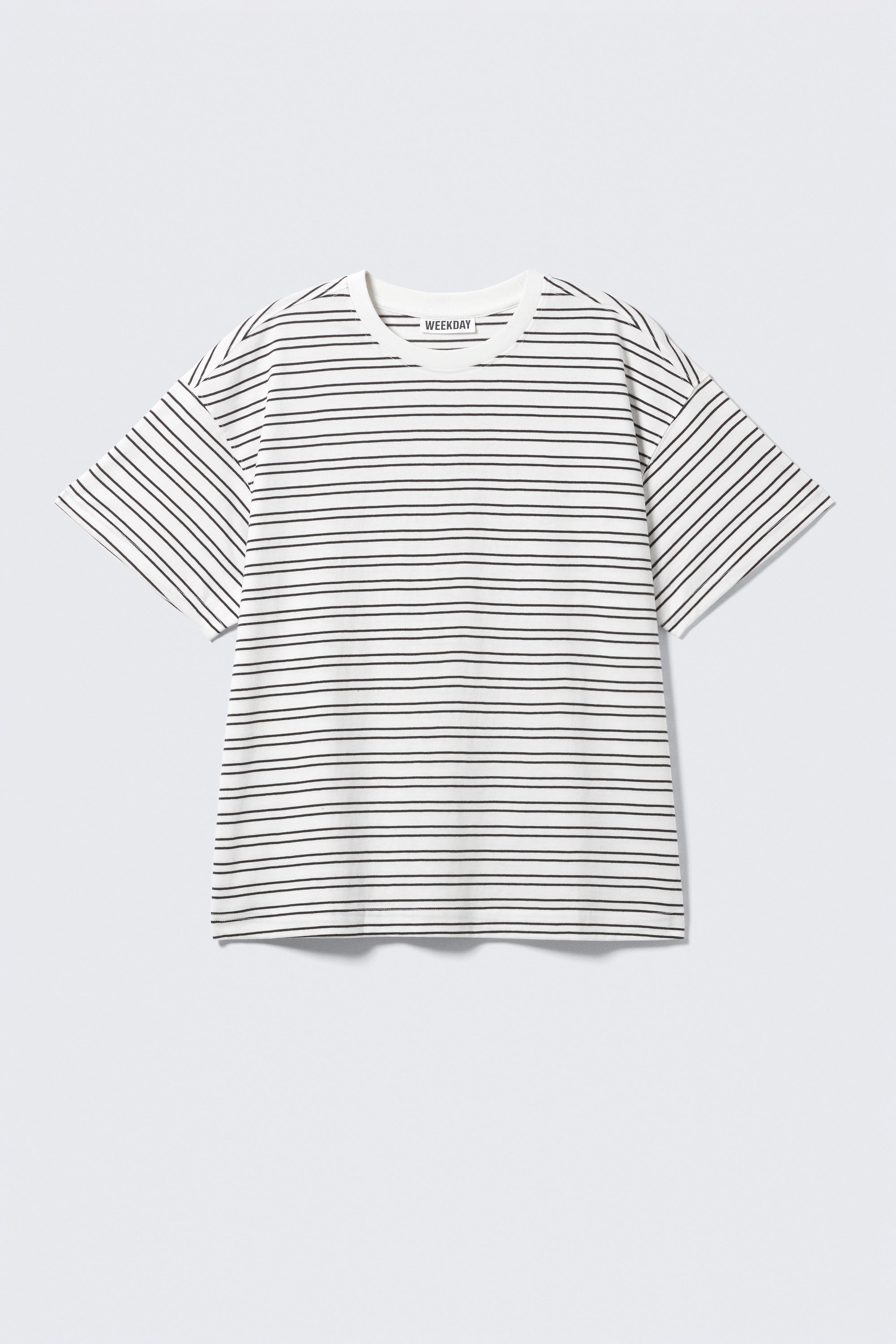 Striped White - Relaxed Boxy Cotton T-shirt - 3