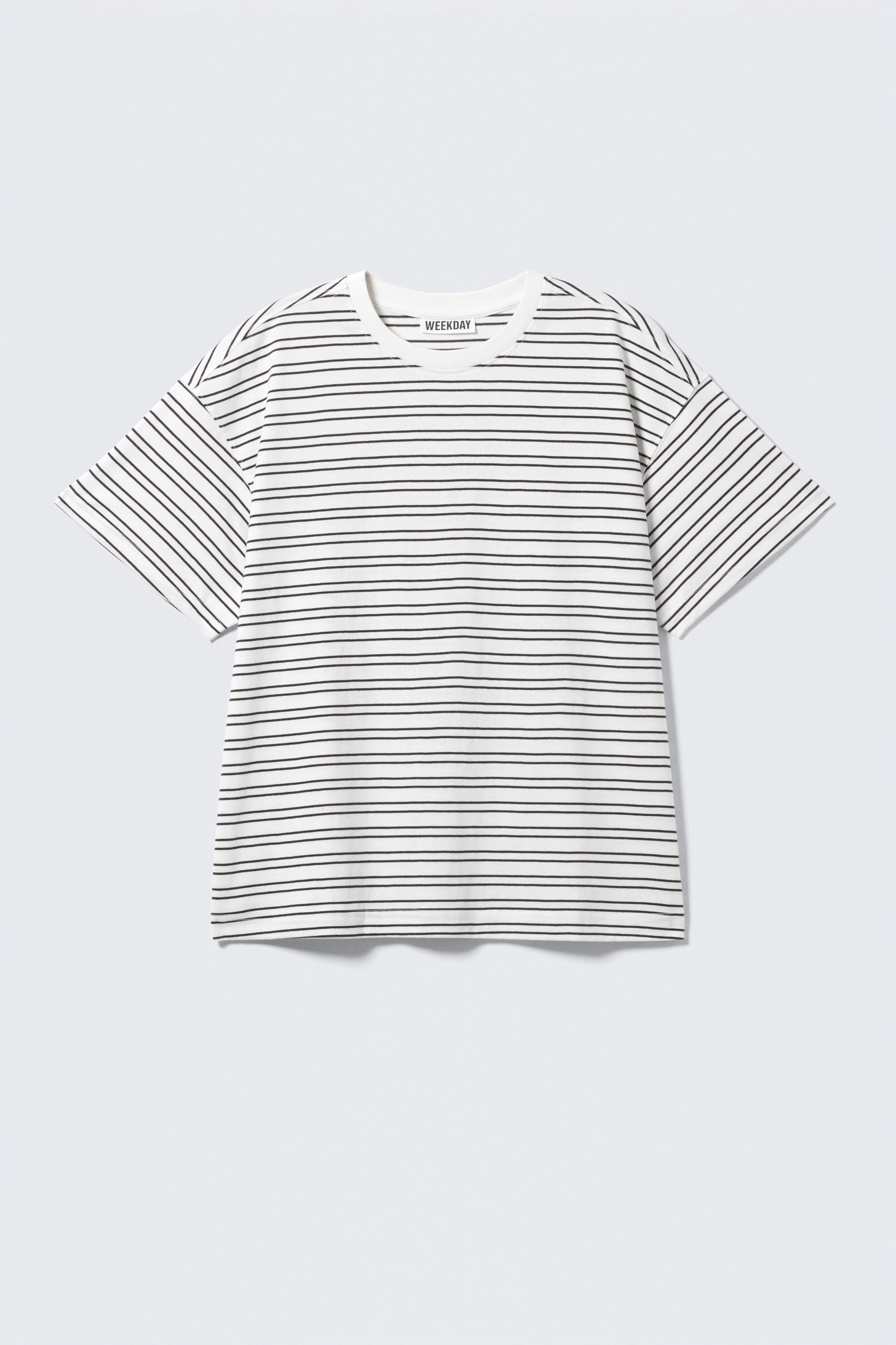 Striped White - Relaxed Boxy Cotton T-shirt - 1