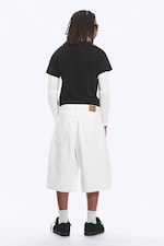 Dirty White - White - Void Mid Rise Loose Long Denim Shorts - 3