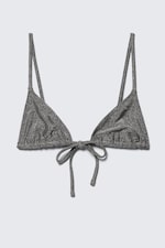 Dark Grey - Glitter - Printed Triangle Bikini Top - 0