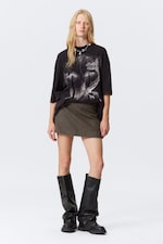 Dark Mole Herringbone - Mini Twill Skirt - 0