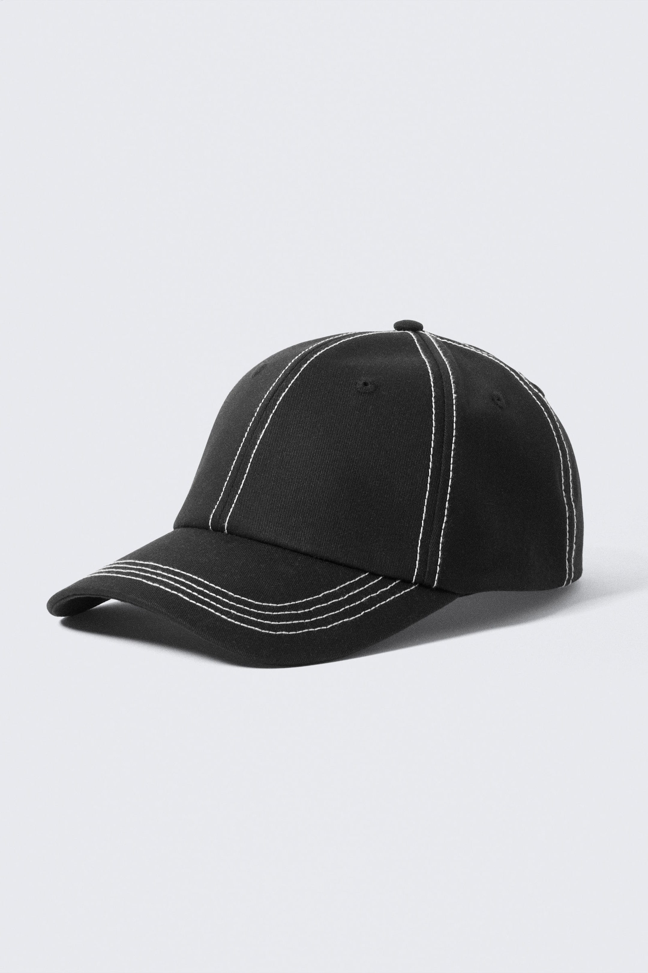 Black - White Stitching - Stitched Baseball Cap - 1