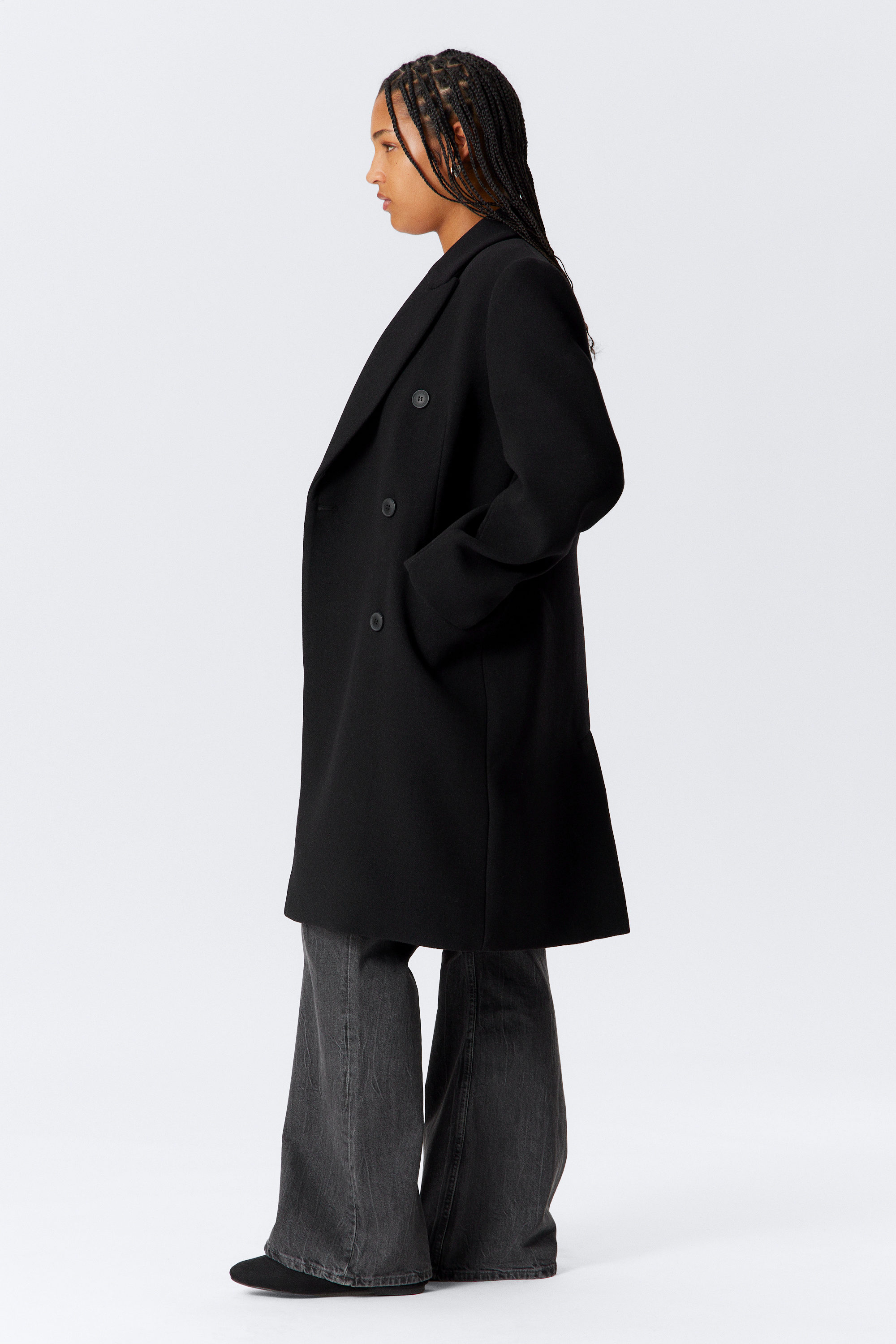 新品未使用OVERSIZED BAL COLLAR LONG COAT ネイビー FEKETE（フェケテ）の「OVERSIZED BAL COLLAR LONG COAT