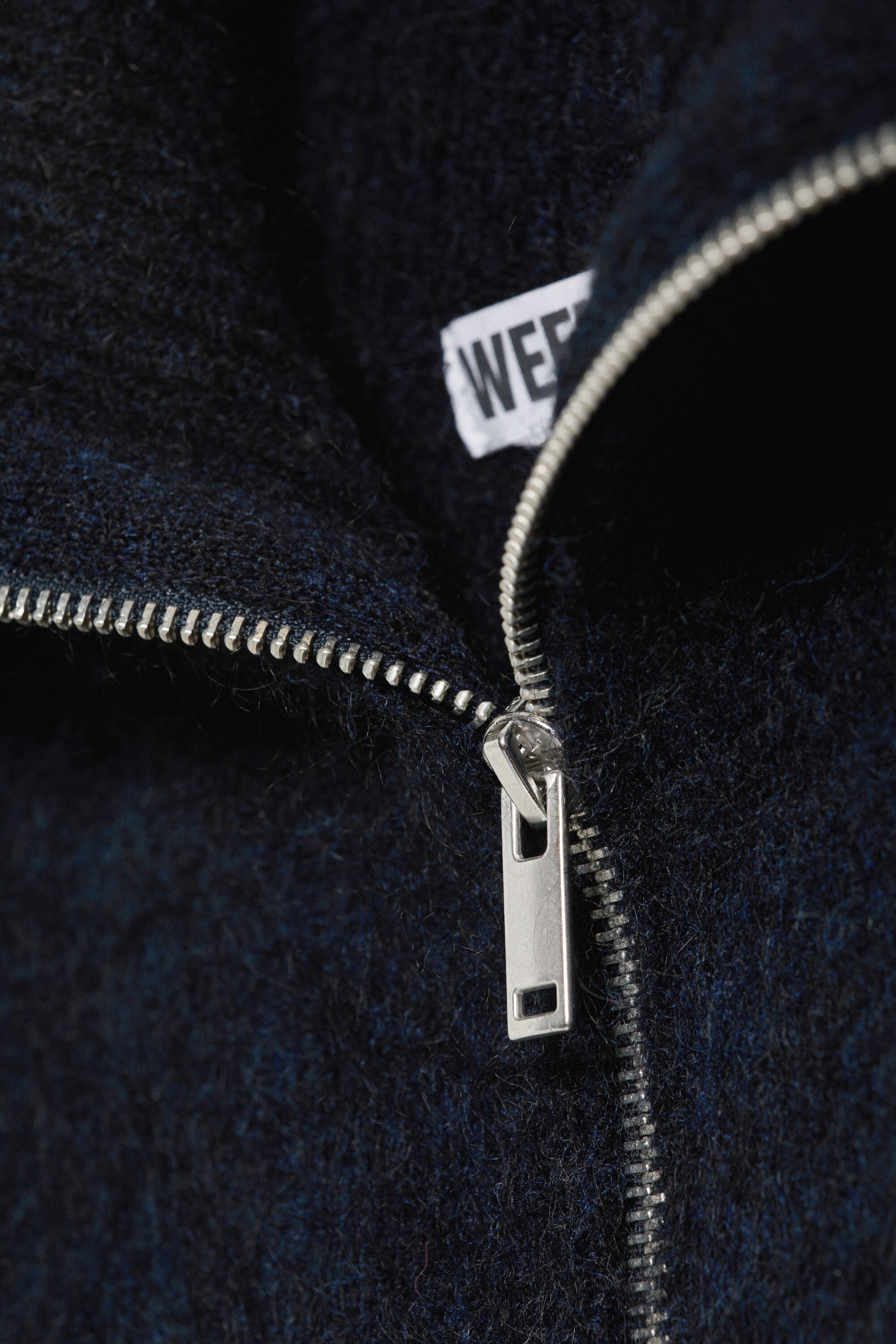 Mørkeblå - Mohairblanding cardigan med glidelås - 2