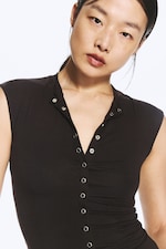 Marron foncé - Top boutonné sans manches - 5