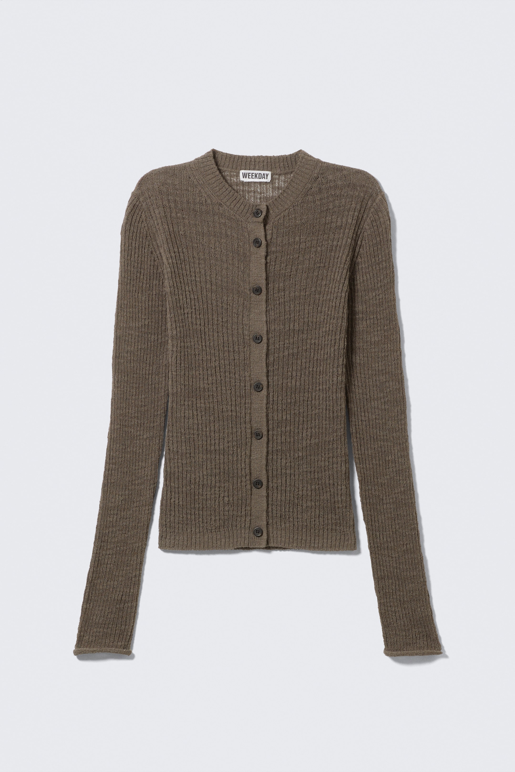 Grösseres Bild ansehen: Gerippter Cardigan mit schmaler Passform - Dunkles Graubraun - DAMEN | H&M CH 5