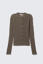 Dark Mole - Ribbed Knitted Slim Fit Cardigan - 0