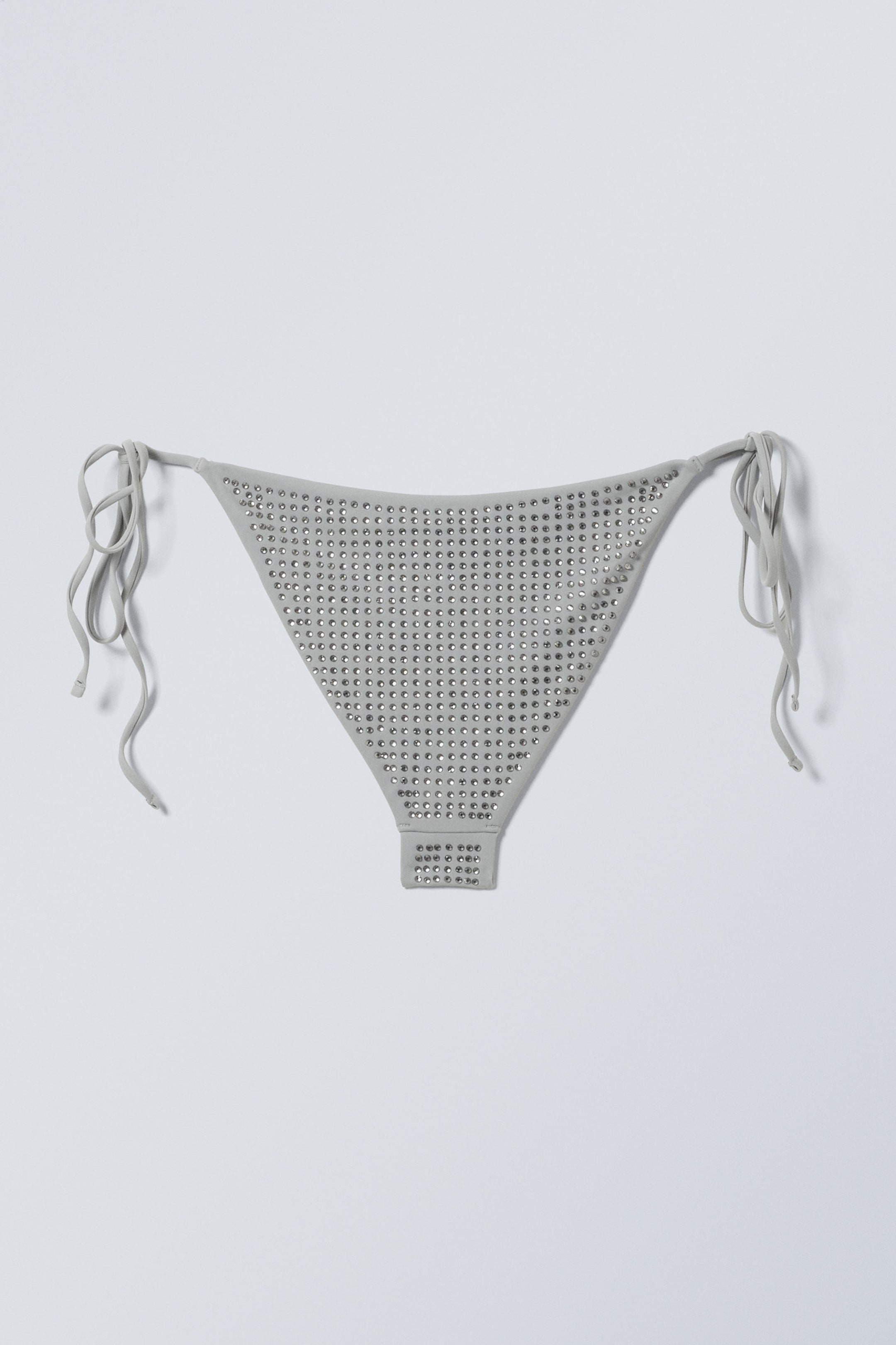 Grey - Rhinestones - Rhinestone Tie Bikini Bottoms - 4