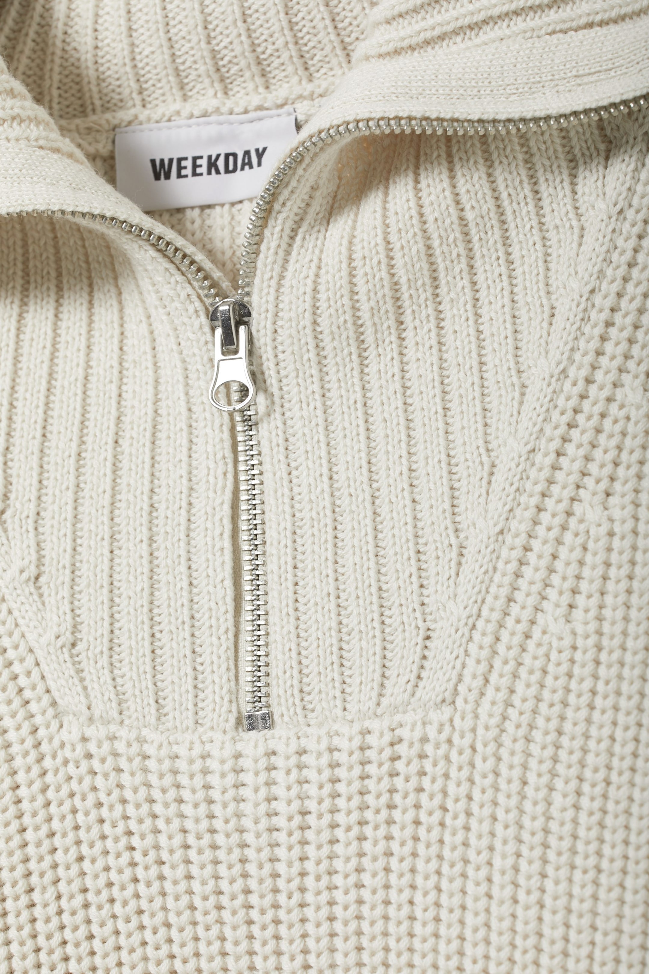 Cremeweiß - Pullover Sienna mit kurzem Reißverschluss - 1