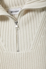 Cremeweiß - Pullover Sienna mit kurzem Reißverschluss - 1