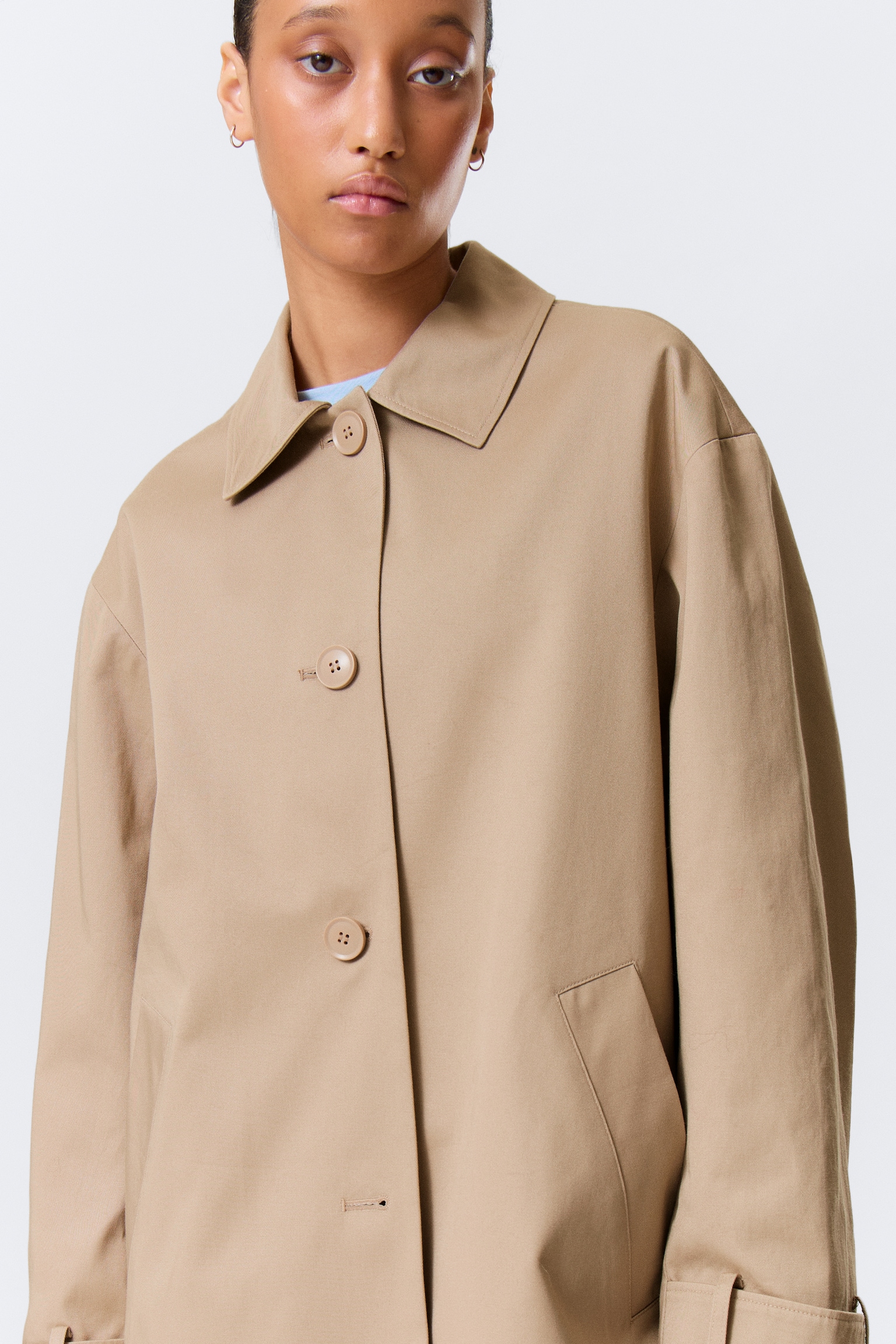 Relaxed Single-Breasted Car Coat - Beige/Dusty Mole - 5